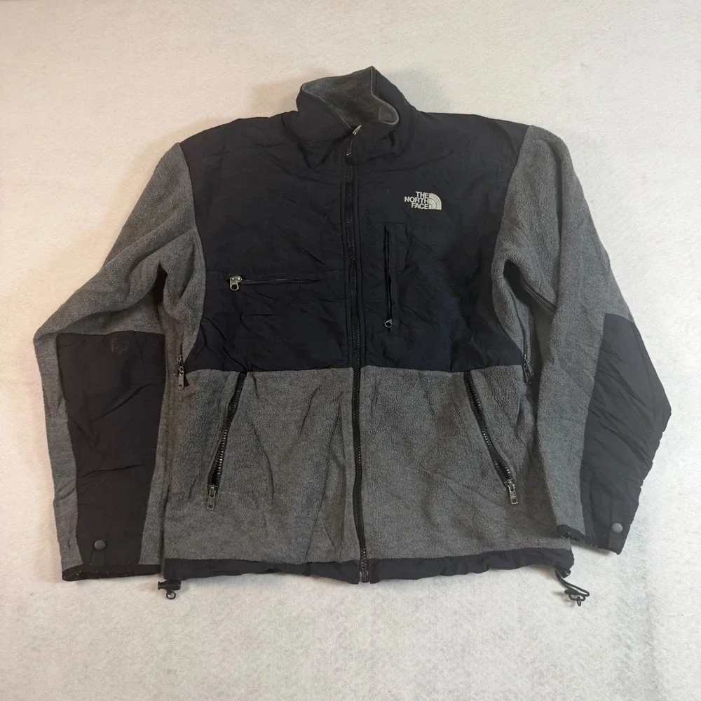 The North Face Denali Fleece Jacket Mens Small Gray Black Full Zip Mock Neck